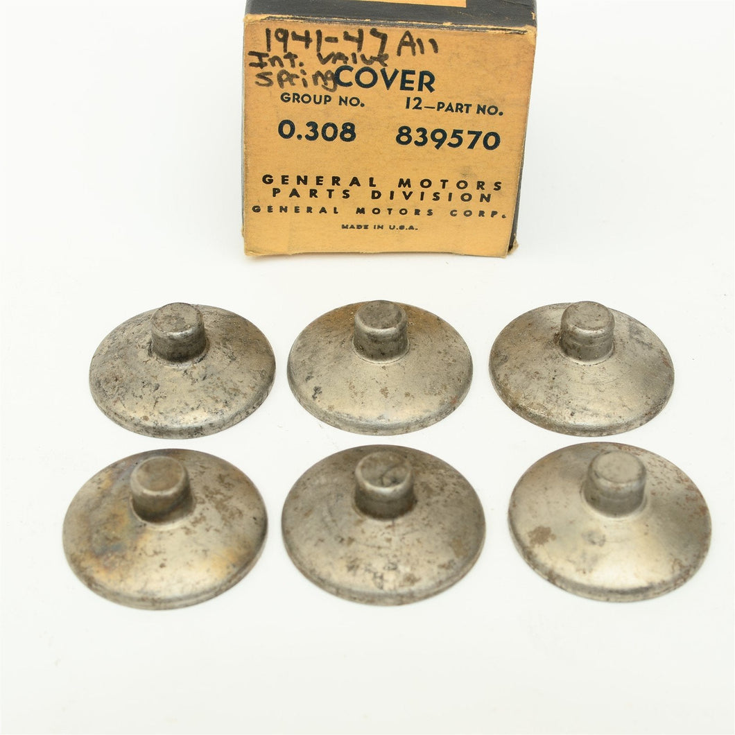 41-47 Chevy 6-cylinder Inlet Intake Valve Stem Covers Set of 6 GM 839570 NOS