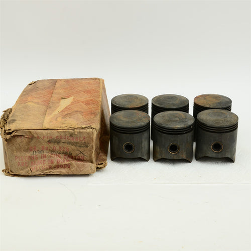 37-40 Chevy 6-Cylinder Piston & Pin Set of Six .020 Oversize GM 7602286 NOS