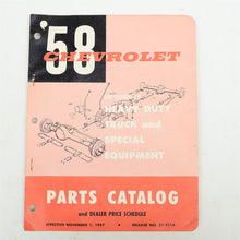 Load image into Gallery viewer, 58 1958 Chevy Heavy Duty Trucks Supplement to Parts Catalog Manual 57-T11A