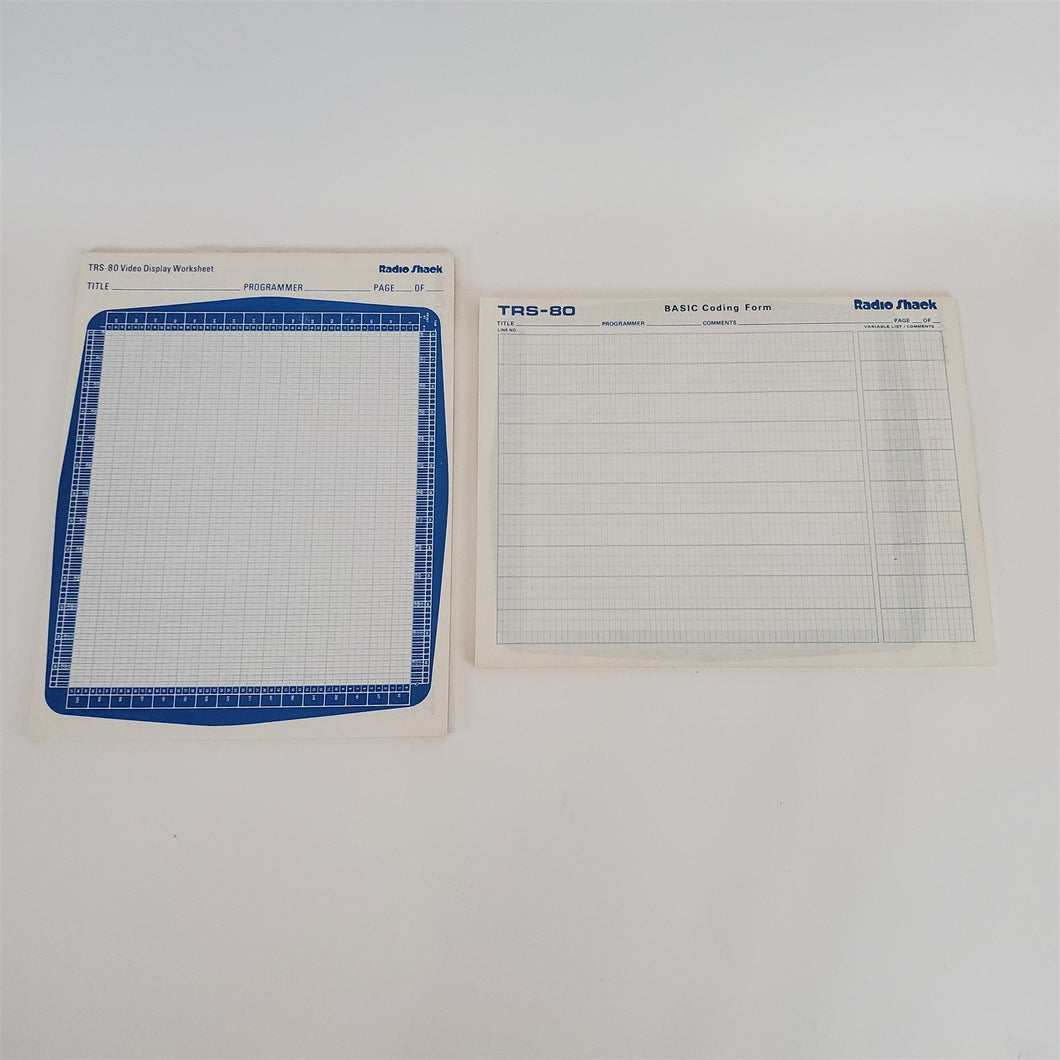 Lot of 60+ pages - Original TRS-80 Basic Coding Form / Video Display Worksheet