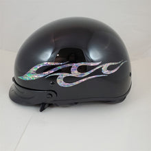 Load image into Gallery viewer, M Medium Harley Davidson Half Helmet Gloss Black w/Raised Mother of Pearl Flames