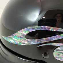 Load image into Gallery viewer, M Medium Harley Davidson Half Helmet Gloss Black w/Raised Mother of Pearl Flames