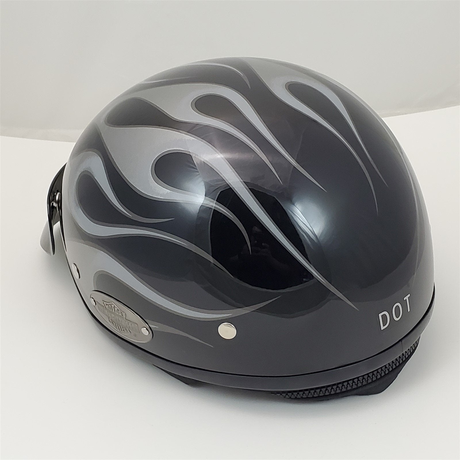 Harley Davidson Half Helmet DJ HD Black Silver Flames Size Medium – Vegas Classic Parts Harley Davidson Half Helmet DJ HD Black Silver Flames Size Medium – Vegas Classic Parts