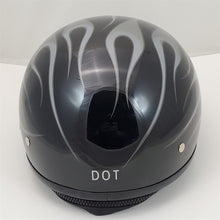 Load image into Gallery viewer, Harley Davidson Half Helmet DJ HD Black Silver Flames Size Medium