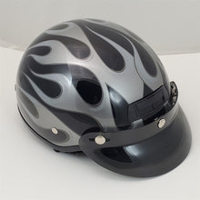 Load image into Gallery viewer, Harley Davidson Half Helmet DJ HD Black Silver Flames Size Medium