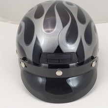 Load image into Gallery viewer, Harley Davidson Half Helmet DJ HD Black Silver Flames Size Medium