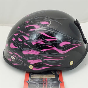 S Small Bell Motorcycle Half Helmet Drifter Diablo Pink/Rose Flames NIOB 2008937