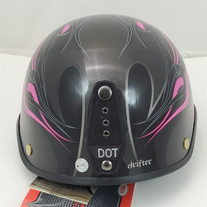 S Small Bell Motorcycle Half Helmet Drifter Diablo Pink/Rose Flames NIOB 2008937