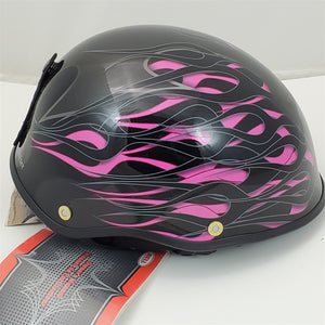 S Small Bell Motorcycle Half Helmet Drifter Diablo Pink/Rose Flames NIOB 2008937