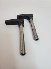 Load image into Gallery viewer, LOT of 2 Push Button Ball Lock Pins L-Handle 2-1/2&quot; Grip Length 3/8&quot; Shank PAIR