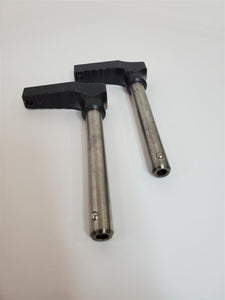 LOT of 2 Push Button Ball Lock Pins L-Handle 2-1/2" Grip Length 3/8" Shank PAIR