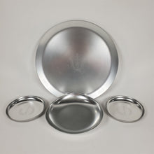 Load image into Gallery viewer, Vintage Kensington Aluminum Art Deco Set 12" Platter, 8" Bowl, Two 5-1/2" Bowls