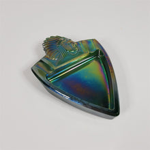 Load image into Gallery viewer, Rare Iridescent Blue Green Purple Indian Chief Arrowhead Shaped Ashtray