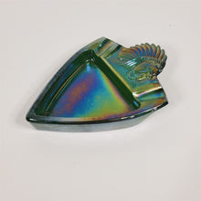 Load image into Gallery viewer, Rare Iridescent Blue Green Purple Indian Chief Arrowhead Shaped Ashtray