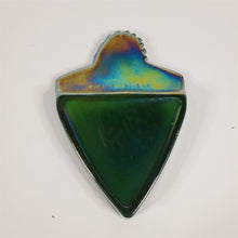 Load image into Gallery viewer, Rare Iridescent Blue Green Purple Indian Chief Arrowhead Shaped Ashtray