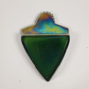 Rare Iridescent Blue Green Purple Indian Chief Arrowhead Shaped Ashtray