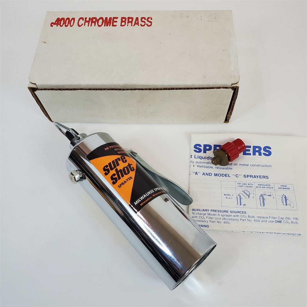 Vintage Sure Shot 6 oz Air Pressure Sprayer Model C Chrome Brass Milwaukee Tools