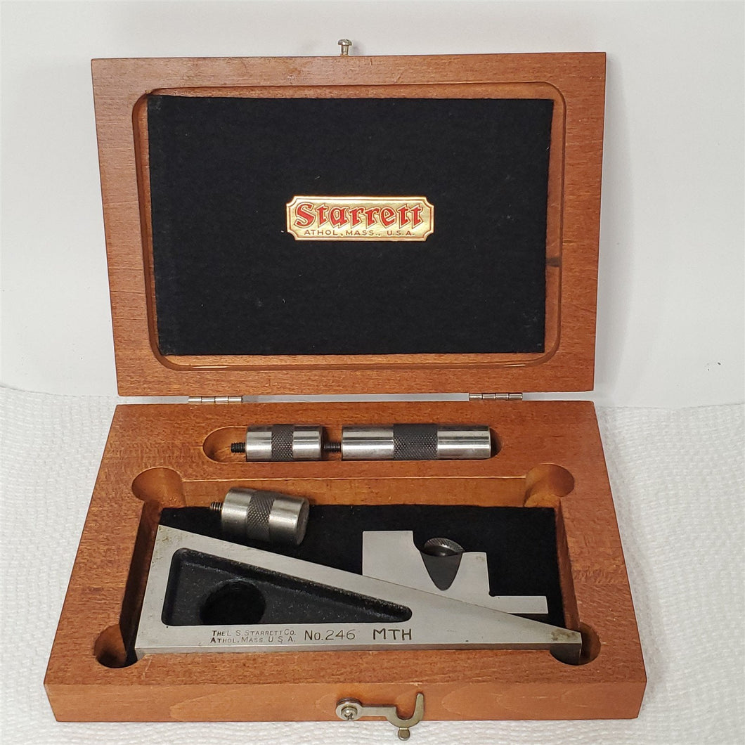 Starrett No. 246 Planer & Shaper Gage w/ 3 Extensions in Original Wooden Case