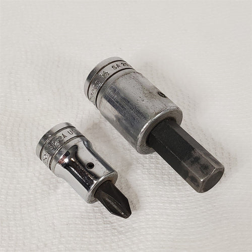 2 SNAP-ON Socket 1/2 Drive Driver Bits SA20A 5/8 Hex, SP32A Phillips Screwdriver