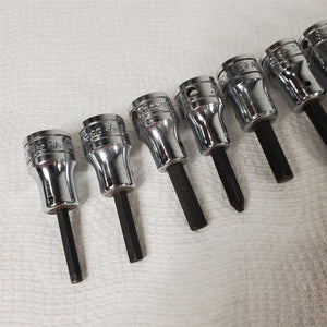 9) Snap-On Hex & Phillips Screwdriver Bit Socket Drivers 3/8,5/16,1/4,7/32,3/16