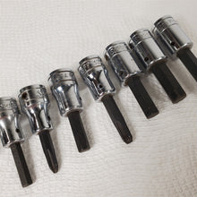 Load image into Gallery viewer, 9) Snap-On Hex &amp; Phillips Screwdriver Bit Socket Drivers 3/8,5/16,1/4,7/32,3/16