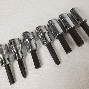 9) Snap-On Hex & Phillips Screwdriver Bit Socket Drivers 3/8,5/16,1/4,7/32,3/16