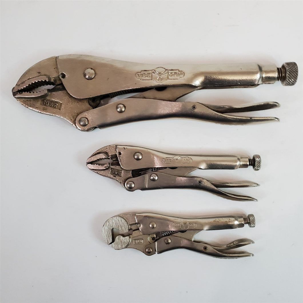 Lot of 3 Vintage Vise Grips Petersen 10WR 5WR & Parrot Head 4LW