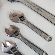 Load image into Gallery viewer, Lot of 7 Mixed Brand Adjustable Wrenches and Proto Armstrong...Small Pipe Wrench