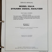 Load image into Gallery viewer, HP SERVICE MANUAL MODEL 3562A DYNAMIC SIGNAL ANALYZER 1985 Vol. II