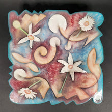Load image into Gallery viewer, Signed Harris Cies Footed Scalloped Edge Platter Daisies &amp; Narcissus Art Pottery