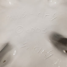 Load image into Gallery viewer, Signed Harris Cies Footed Scalloped Edge Platter Daisies &amp; Narcissus Art Pottery