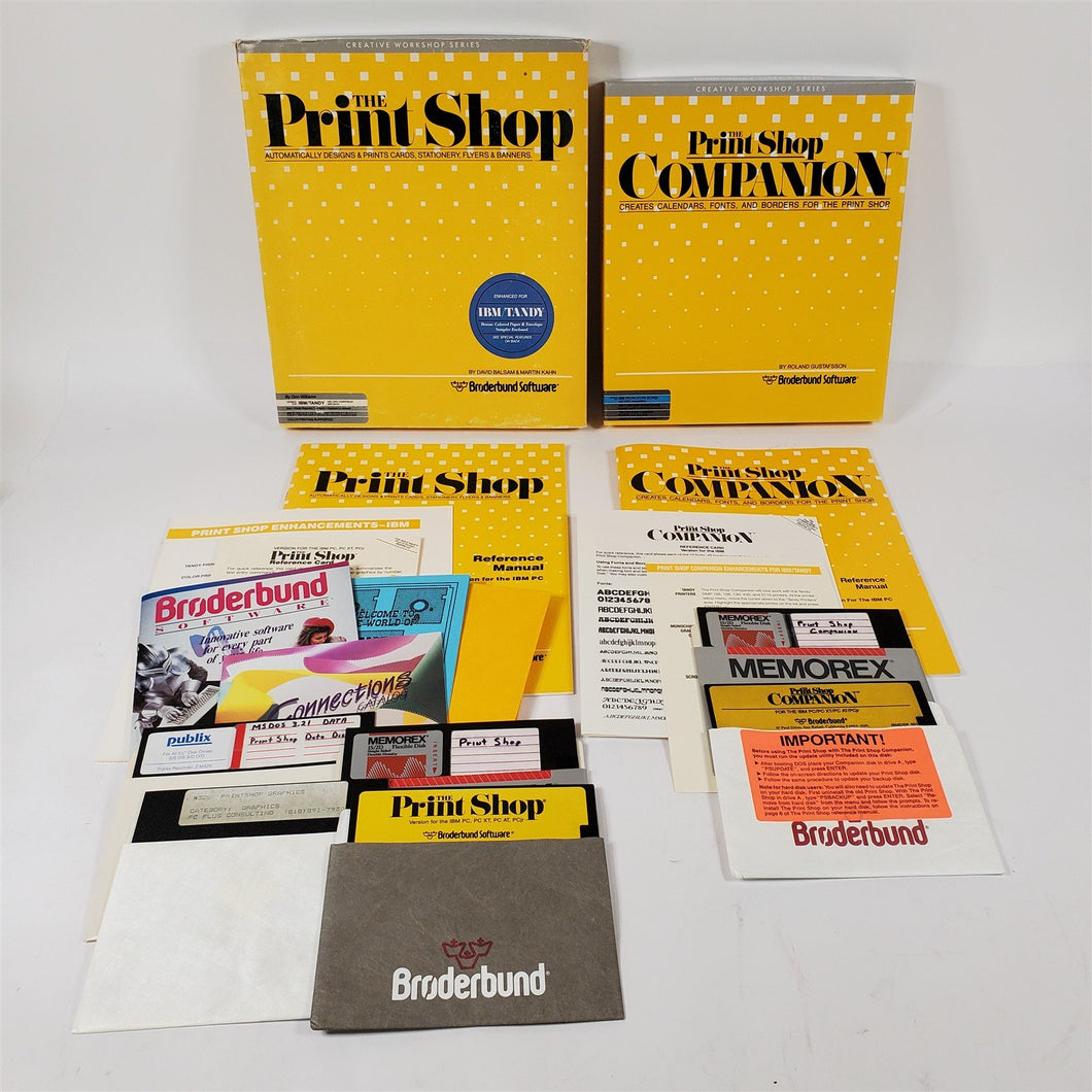 Lot of 2 - Print Shop & Print Shop Companion IBM/Tandy & Compatibles DOS 2.0,2.1