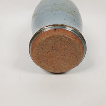 Load image into Gallery viewer, Blue Pottery Vase w/ Flowers Glazed Inside and Out 8-3/8 inches tall