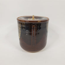 Load image into Gallery viewer, Handmade Brown Ceramic Pot Canister w/ Lid Glazed Inside and Out Asian Signature