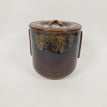 Load image into Gallery viewer, Handmade Brown Ceramic Pot Canister w/ Lid Glazed Inside and Out Asian Signature