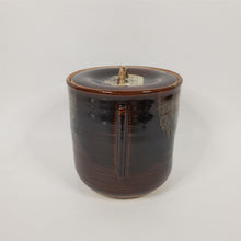 Load image into Gallery viewer, Handmade Brown Ceramic Pot Canister w/ Lid Glazed Inside and Out Asian Signature