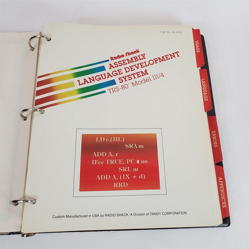 Vintage TRS-80 Assembly Language Development System Software & Manual 26-2012