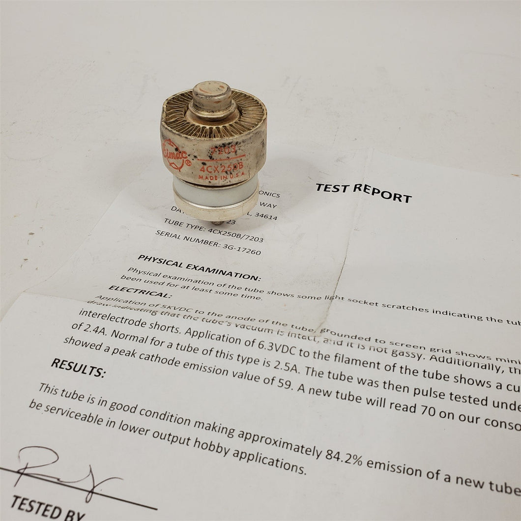 Eimac 4CX250B/7203 Electron Tube 84.2% Emission