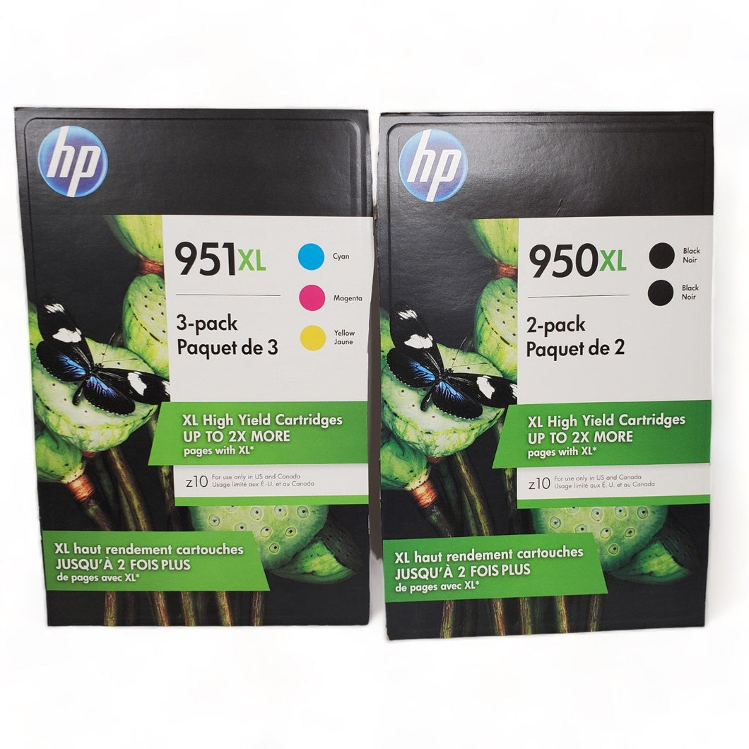 Lot 5 New Unused HP Ink Cartridges 950XL 951XL Black Cyan Yellow Magenta 9/2022