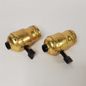 Lot of 2 Vintage Leviton Paddle Brass Light Lamp Sockets 250W Max 250V Max