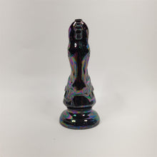 Load image into Gallery viewer, Vintage 6-1/2" KNIGHT Chess Piece BLACK Gothic/MCM Glazed Duncan Ceramic
