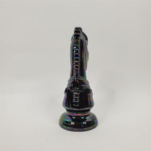 Load image into Gallery viewer, Vintage 6-1/2" KNIGHT Chess Piece BLACK Gothic/MCM Glazed Duncan Ceramic