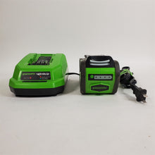 Load image into Gallery viewer, Greenworks 40V Lithium Ion Battery Charger 29482 &amp; G-Max 4.0Ah Battery 29472