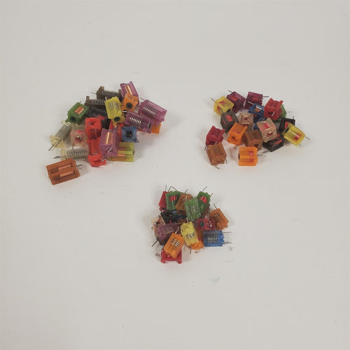 58 Vintage Unshielded Tunable Inductor Coils Chokes Different Colors & Sizes