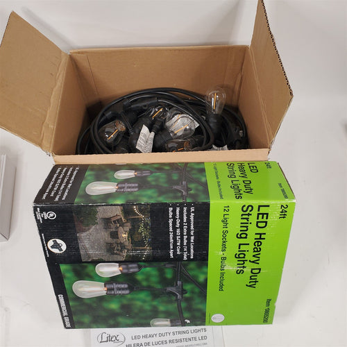 3 Sets of 24 ft Black Indoor/Outdoor String Light w/LED Edison Bulbs 72 ft Total