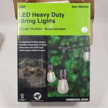 Load image into Gallery viewer, 3 Sets of 24 ft Black Indoor/Outdoor String Light w/LED Edison Bulbs 72 ft Total