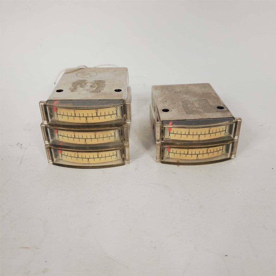 Lot of 5 Weston Mod 111 0-3, 0-10 Panel Meters