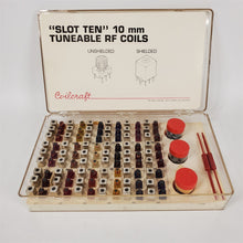 Load image into Gallery viewer, LOT of 10mm Tuneable RF Shielded &amp; Unshielded Coils Coilcraft Slot Ten Inductors