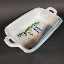 Load image into Gallery viewer, Vintage Baking Dish 6"x9"x2-1/2" Floral Design Signed Hull delphinium flowers