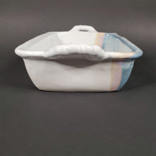Load image into Gallery viewer, Vintage Baking Dish 6"x9"x2-1/2" Floral Design Signed Hull delphinium flowers
